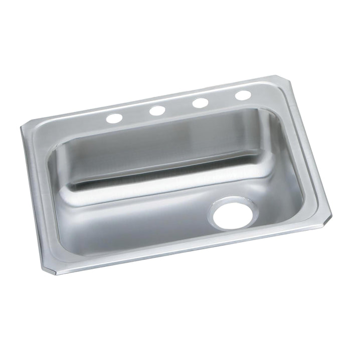 Elkay Celebrity Stainless Steel 25" x 21-1/4" x 5-3/8" 4-Hole Single Bowl Drop-in Sink with Right Drain