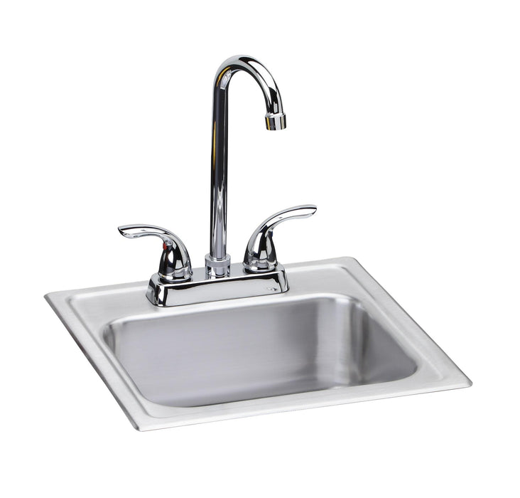 Dayton Dayton Stainless Steel 15" x 15" x 6" 2-Hole Single Bowl Drop-in Bar Sink + Faucet Kit