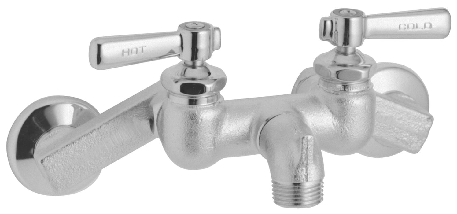 Elkay 4"-8-3/8" Adjustable Centers Wall Mount Faucet with Bucket Hook Spout 2" Lever Handles Rough Chrome