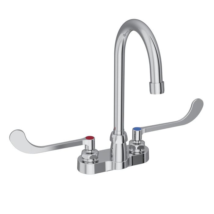 Elkay 4" Centerset with Exposed Deck Faucet with 5" Gooseneck Spout 6" Wristblade Handles Chrome