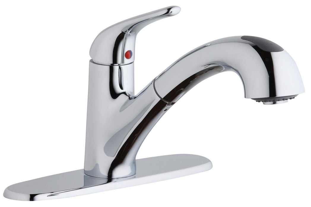 Elkay Everyday Single Hole Deck Mount Kitchen Faucet with Pull-out Spray Lever Handle + Optional Escutcheon Chrome