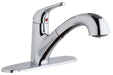 Elkay Everyday Single Hole Deck Mount Kitchen Faucet with Pull-out Spray Lever Handle + Optional Escutcheon Chrome
