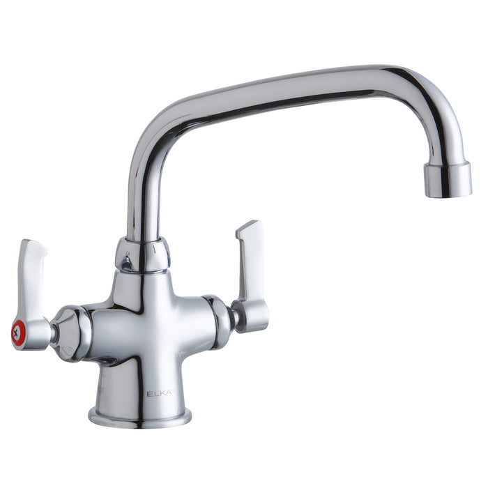 Elkay Single Hole with Concealed Deck Faucet with 8" Arc Tube Spout 2" Lever Handles Chrome