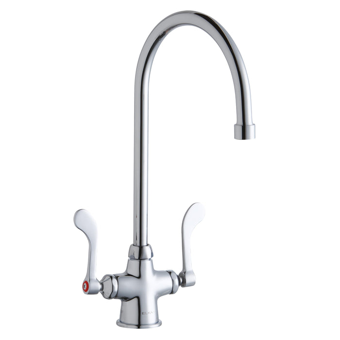 Elkay Single Hole with Concealed Deck Faucet with 8" Gooseneck Spout 4" Wristblade Handles Chrome