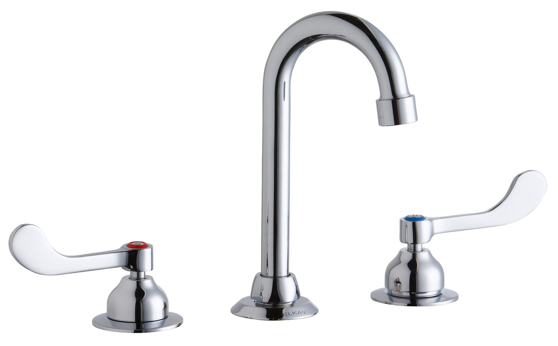 Elkay 8" Centerset with Concealed Deck Faucet with 4" Gooseneck Spout 4" Wristblade Handles Chrome