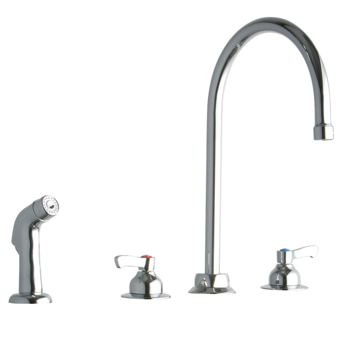 Elkay 8" Centerset with Concealed Deck Faucet with 8" Gooseneck Spout 2" Lever Handles with Side Spray Chrome