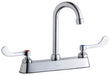 Elkay 8" Centerset with Exposed Deck Faucet with 4" Gooseneck Spout 4" Wristblade Handles Chrome