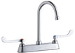 Elkay 8" Centerset with Exposed Deck Faucet with 5" Gooseneck Spout 6" Wristblade Handles Chrome