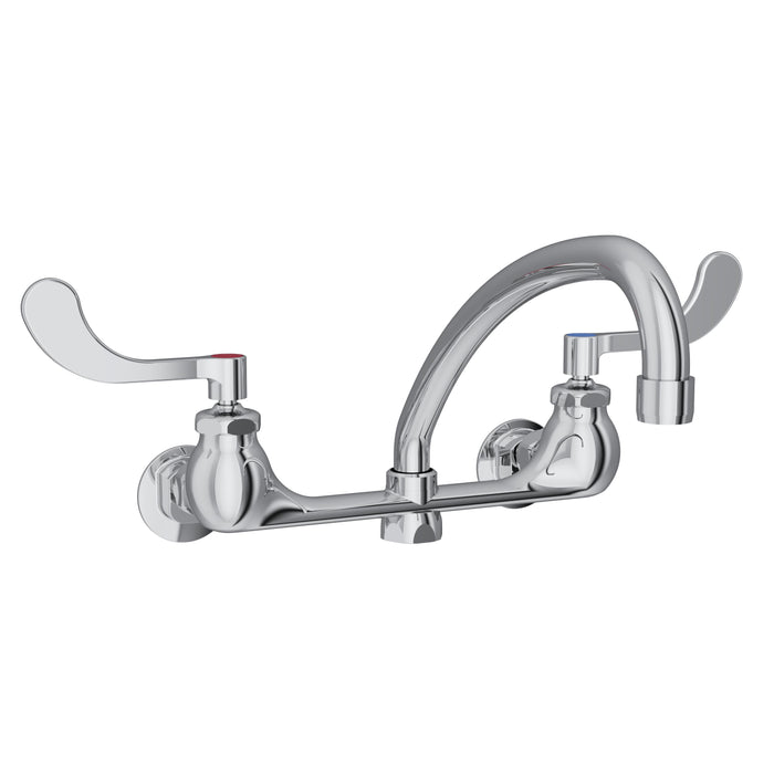 Elkay Foodservice 8" Centerset Wall Mount Faucet with 10" Arc Tube Spout 4" Wristblade Handles 1/2" Offset Inlets