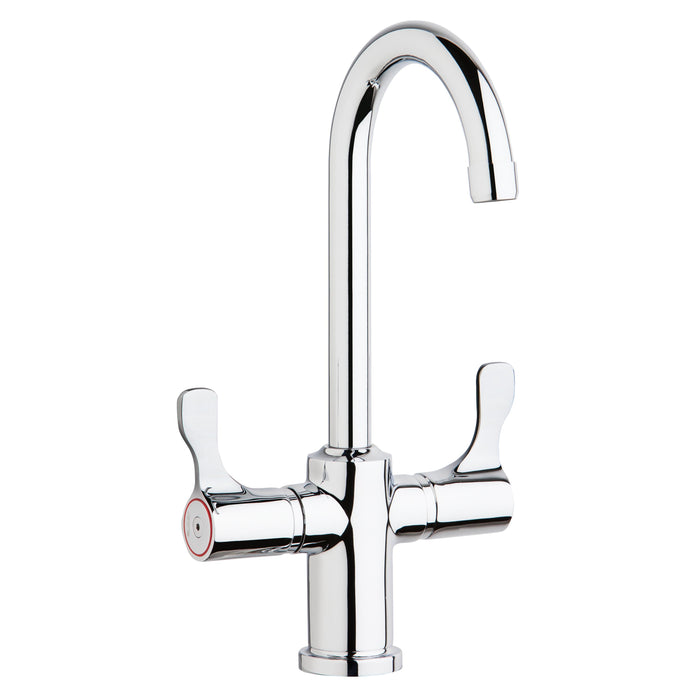 Elkay Single Hole 12-1/2" Deck Mount Faucet with Gooseneck Spout Twin Lever Handles Chrome