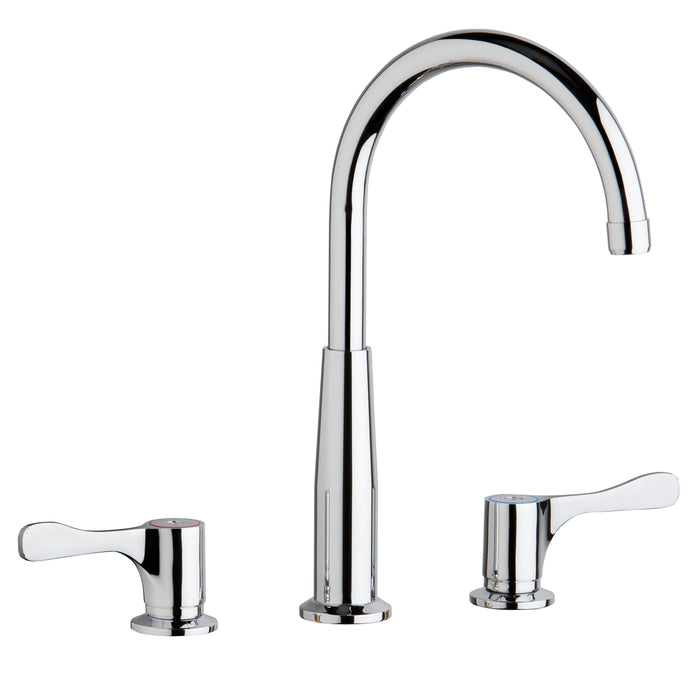 Elkay 8" Centerset Concealed Deck Mount Faucet with Gooseneck Spout and 4" Lever Handles + Stop Chrome