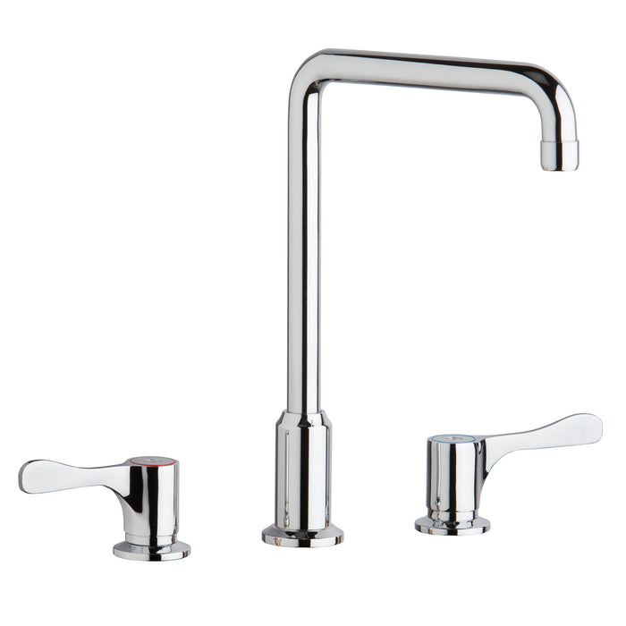 Elkay 8" Centerset Concealed Deck Mount Faucet with Arc Tube Spout+ 4" Lever Handles + 8" Spout Reach Chrome