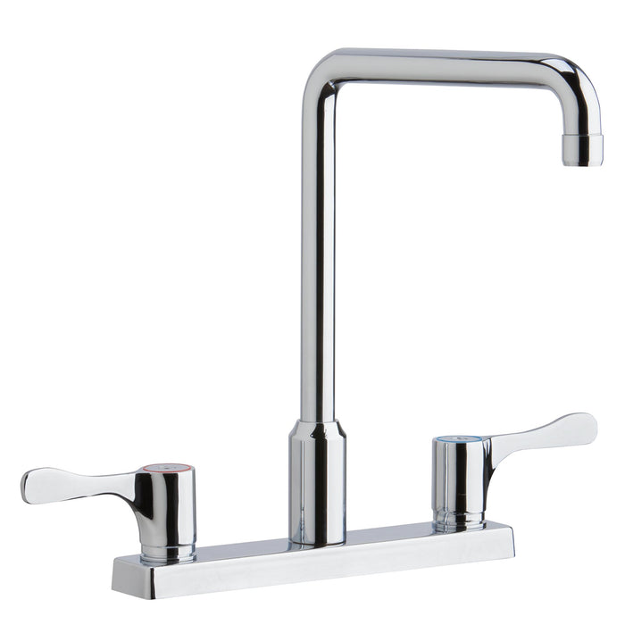 Elkay 8" Centerset Exposed Deck Mount Faucet with Arc Spout and 4" Lever Handles Chrome