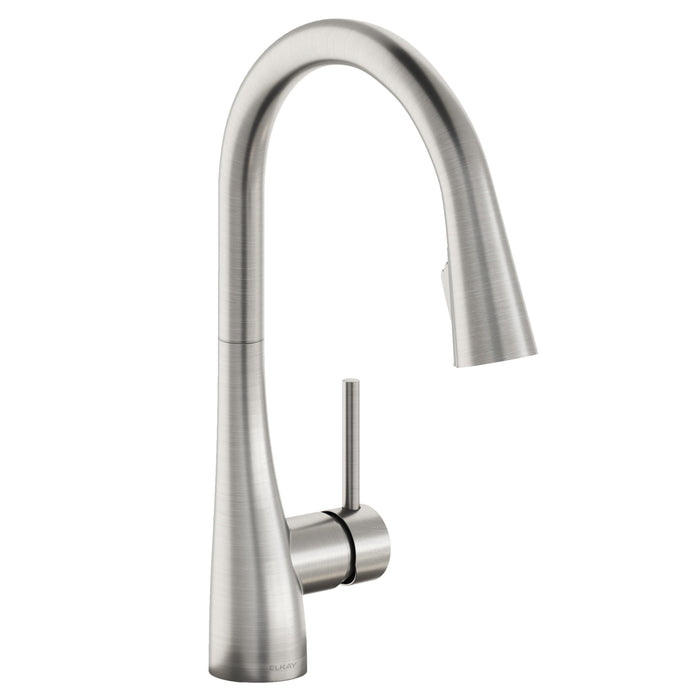 Elkay Gourmet Single Hole Kitchen Faucet with Pull-down Spray and Forward Only Lever Handle Lustrous Steel