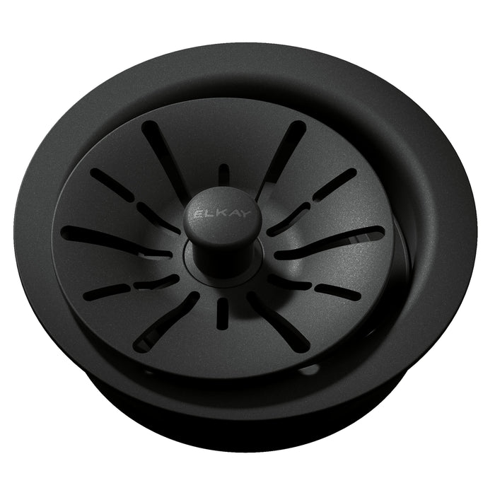 Elkay Quartz Perfect Drain 3-1/2" Polymer Disposer Flange with Removable Basket Strainer and Rubber Stopper Charcoal
