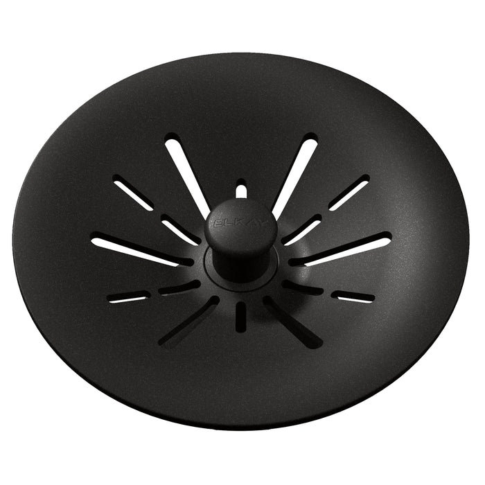 Elkay Quartz Perfect Drain 3-1/2" Removable Polymer Basket Strainer and Rubber Stopper Black
