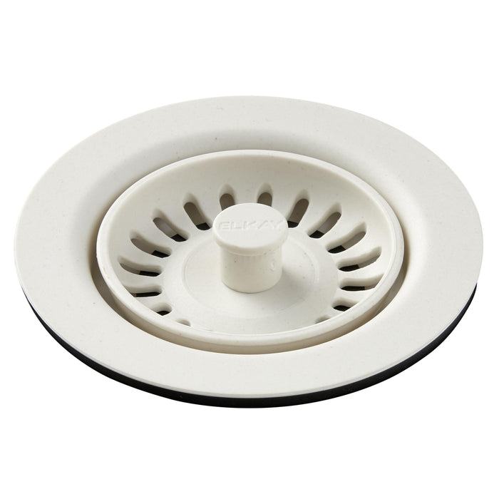 Elkay Polymer Drain Fitting with Removable Basket Strainer and Rubber Stopper Parchment