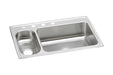 Elkay Lustertone Classic Stainless Steel 33" x 22" x 7-7/8" 3-Hole 30/70 Double Bowl Drop-in Sink