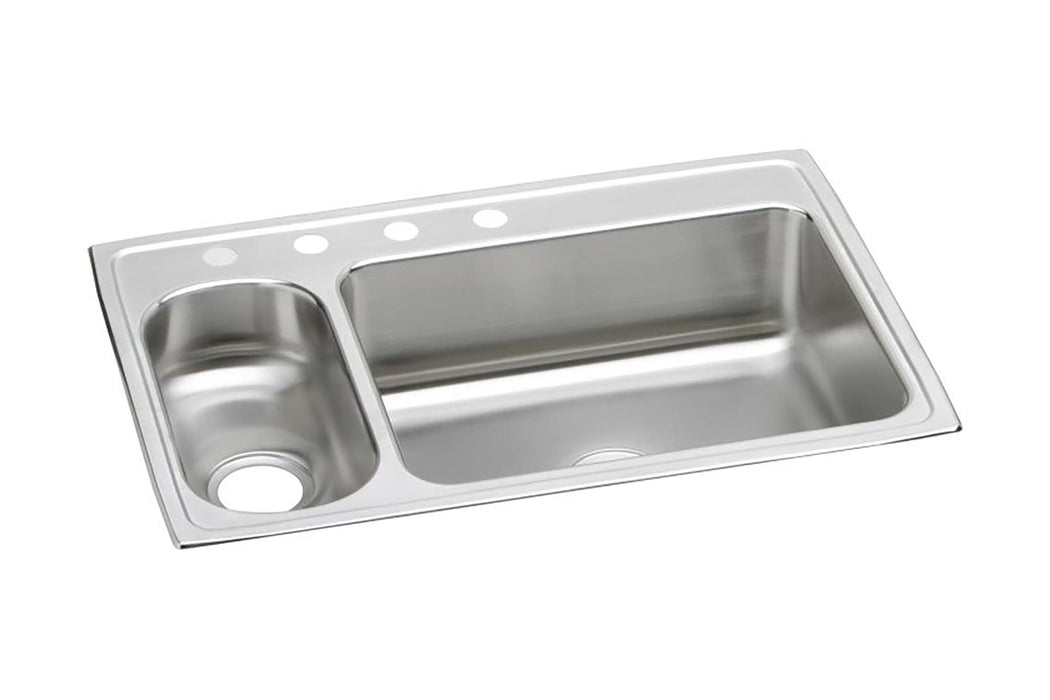 Elkay Lustertone Classic Stainless Steel 33" x 22" x 7-7/8" 4-Hole 30/70 Double Bowl Drop-in Sink