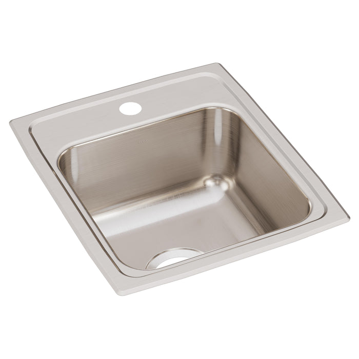 Elkay Lustertone Classic Stainless Steel 15" x 17-1/2" x 7-5/8" 1-Hole Single Bowl Drop-in Bar Sink