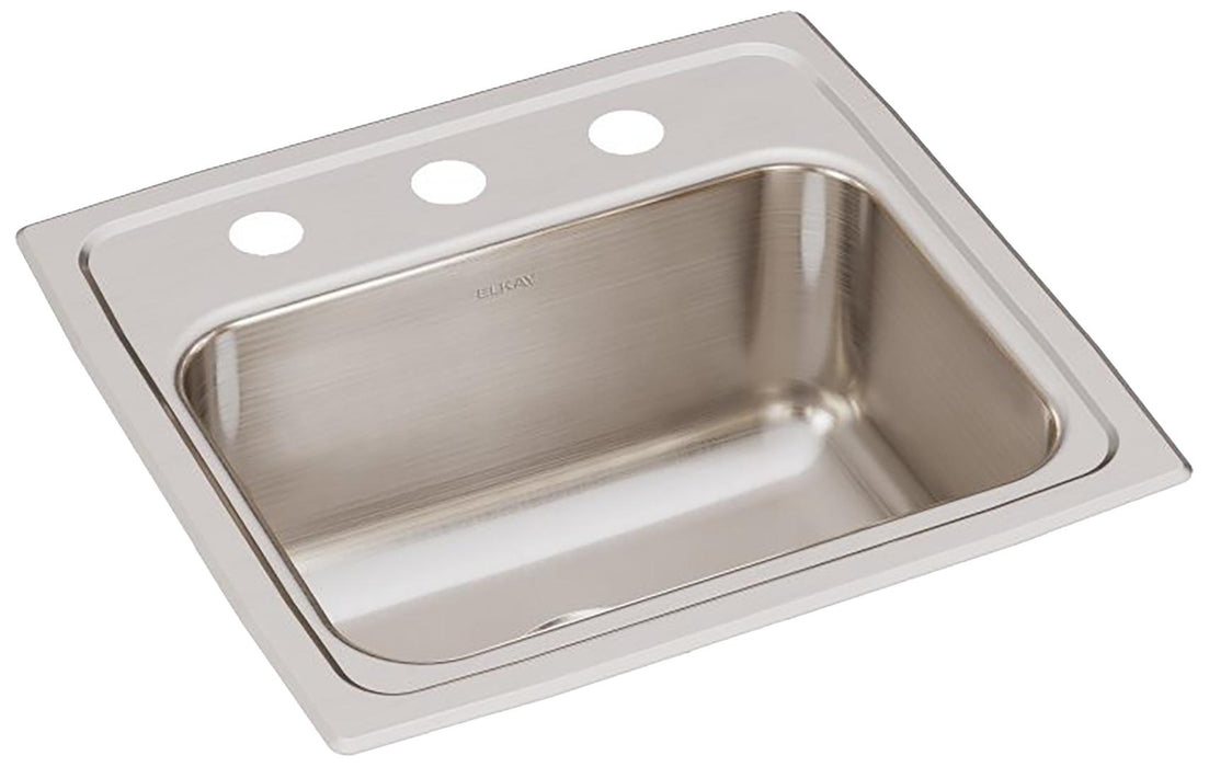 Elkay Lustertone Classic Stainless Steel 17" x 16" x 10-1/8" 1-Hole Single Bowl Drop-in Sink with Quick-clip