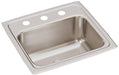 Elkay Lustertone Classic Stainless Steel 17" x 16" x 10-1/8" 3-Hole Single Bowl Drop-in Sink with Quick-clip