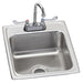 Elkay Lustertone Classic Stainless Steel 17" x 20" x 7-5/8" 2-Hole Single Bowl Drop-in Sink w/Faucet + Drain + P-trap