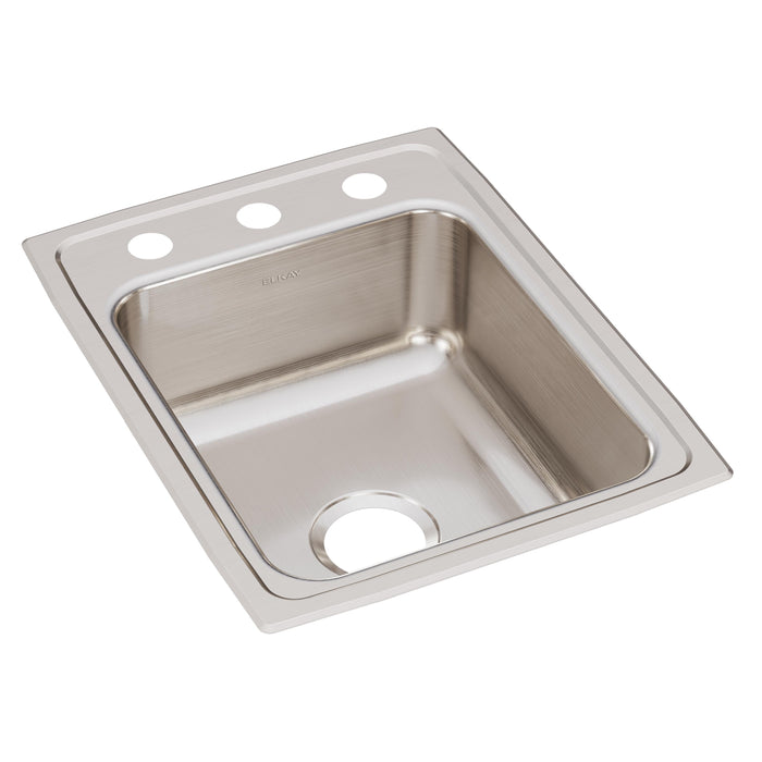 Elkay Lustertone Classic Stainless Steel 17" x 22" x 7-5/8" 3-Hole Single Bowl Drop-in Sink
