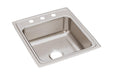Elkay Lustertone Classic Stainless Steel 19-1/2" x 22" x 7-5/8" OS4-Hole Single Bowl Drop-in Sink