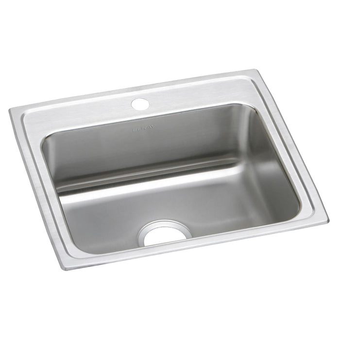 Elkay Lustertone Classic Stainless Steel 22" x 19-1/2" x 7-5/8" 1-Hole Single Bowl Drop-in Sink