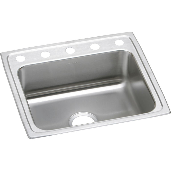 Elkay Lustertone Classic Stainless Steel 22" x 19-1/2" x 7-5/8" 5-Hole Single Bowl Drop-in Sink