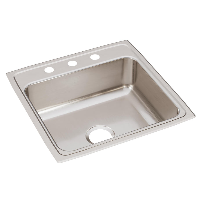 Elkay Lustertone Classic Stainless Steel 22" x 22" x 7-5/8" 3-Hole Single Bowl Drop-in Sink