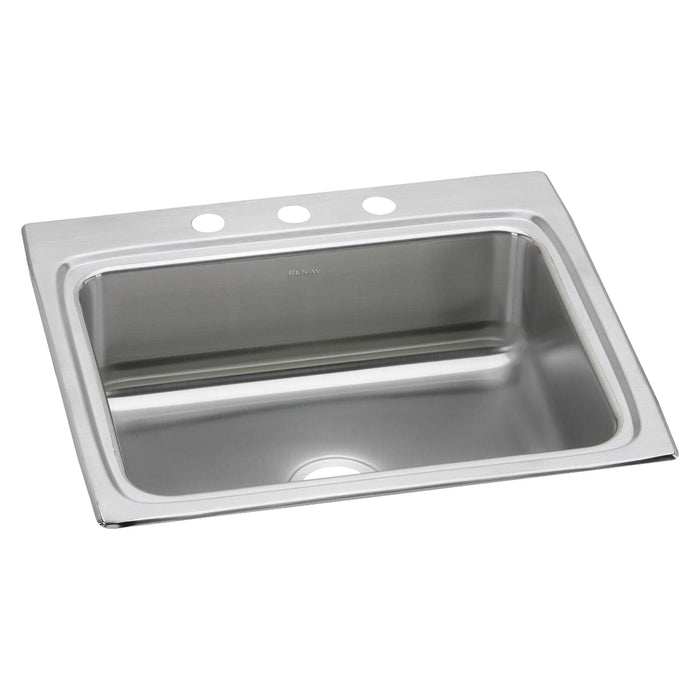 Elkay Lustertone Classic Stainless Steel 25" x 22" x 8-1/8" 3-Hole Single Bowl Drop-in Sink