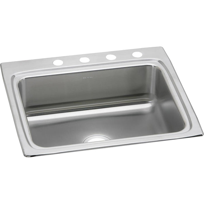 Elkay Lustertone Classic Stainless Steel 25" x 22" x 8-1/8" 4-Hole Single Bowl Drop-in Sink with Quick-clip