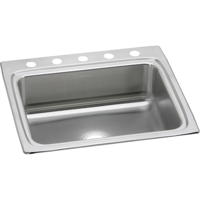 Elkay Lustertone Classic Stainless Steel 25" x 22" x 8-1/8" 5-Hole Single Bowl Drop-in Sink