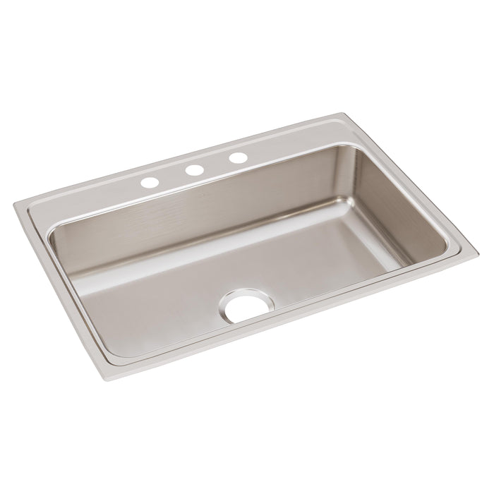 Elkay Lustertone Classic Stainless Steel 31" x 22" x 7-5/8" 3-Hole Single Bowl Drop-in Sink