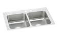 Elkay Lustertone Classic Stainless Steel 33" x 21-1/4" x 7-7/8" MR2-Hole Equal Double Bowl Drop-in Sink