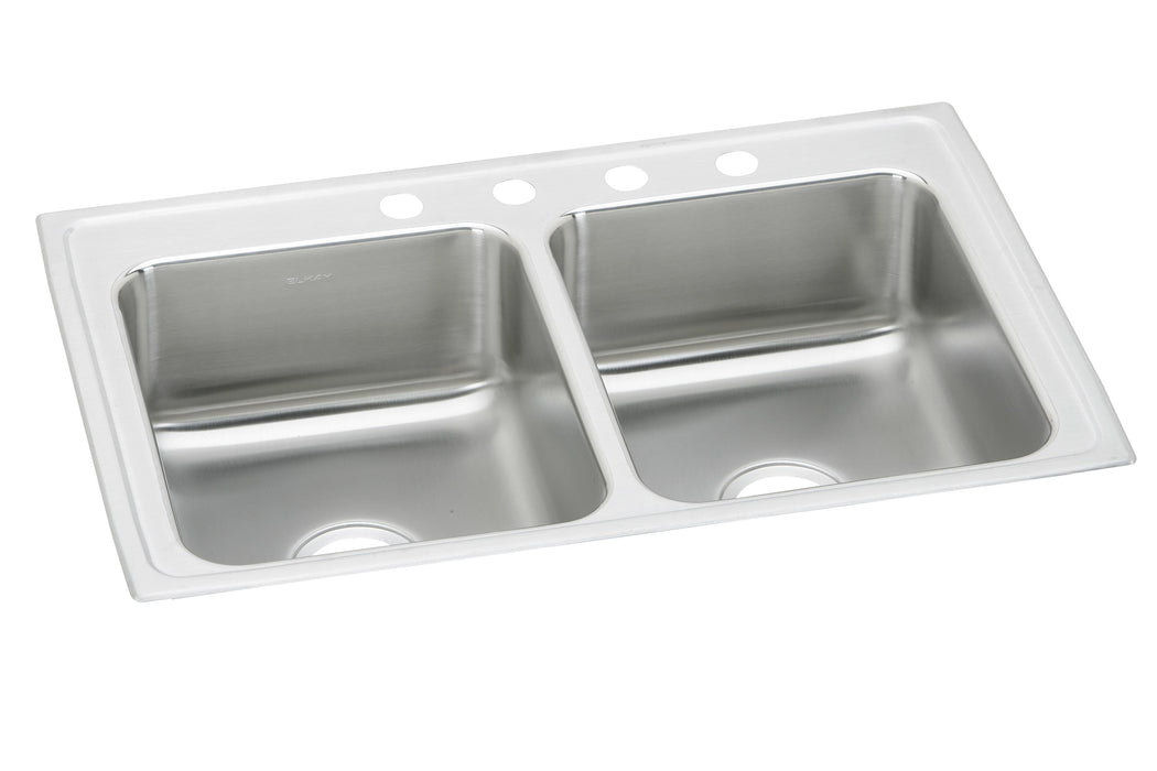 Elkay Lustertone Classic Stainless Steel 43" x 22" x 7-5/8" 3-Hole Equal Double Bowl Drop-in Sink