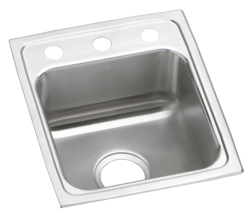 Elkay Lustertone Classic Stainless Steel 15" x 17-1/2" x 4-1/2" 3-Hole Single Bowl Drop-in ADA Sink