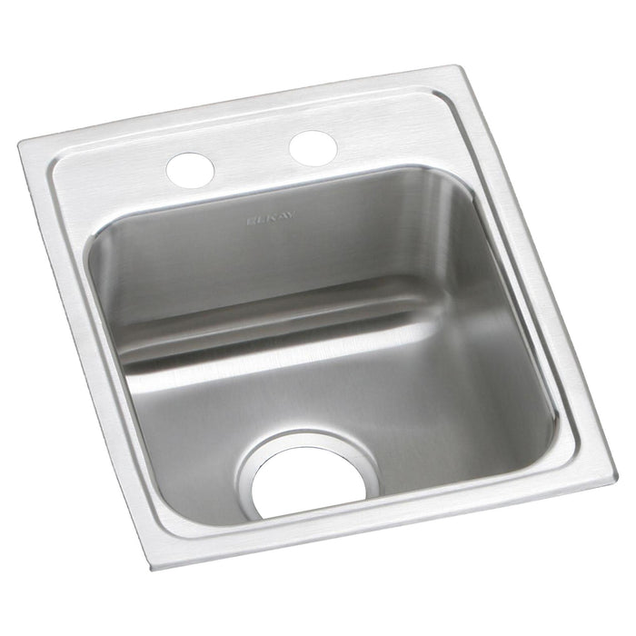 Elkay Lustertone Classic Stainless Steel 15" x 17-1/2" x 6" 2-Hole Single Bowl Drop-in ADA Sink with Quick-clip