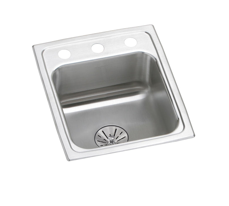 Elkay Lustertone Classic Stainless Steel 15" x 17-1/2" x 6-1/2" 3-Hole Single Bowl Drop-in ADA Sink with Perfect Drain®