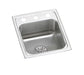 Elkay Lustertone Classic Stainless Steel 15" x 17-1/2" x 6-1/2" 3-Hole Single Bowl Drop-in ADA Sink with Perfect Drain®