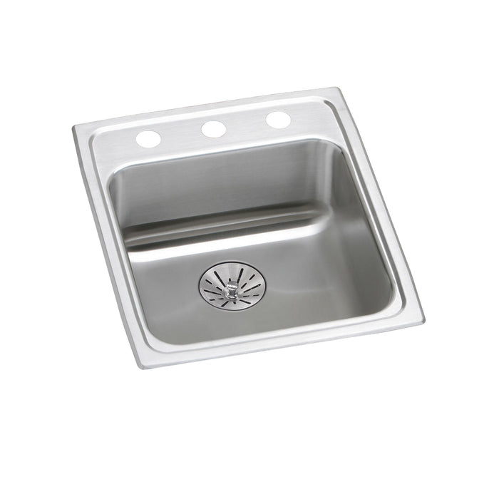 Elkay Lustertone Classic Stainless Steel 17" x 20" x 6-1/2" 3-Hole Single Bowl Drop-in ADA Sink with Perfect Drain®