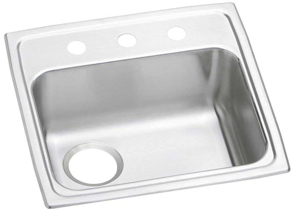 Elkay Lustertone Classic Stainless Steel 19" x 18" x 6-1/2" 2-Hole Single Bowl Drop-in ADA Sink with Left Drain