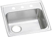Elkay Lustertone Classic Stainless Steel 19" x 18" x 5-1/2" 3-Hole Single Bowl Drop-in ADA Sink w/Quick-clip and Left Drain