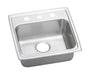 Elkay Lustertone Classic Stainless Steel 19-1/2" x 19" x 5" 3-Hole Single Bowl Drop-in ADA Sink with Quick-clip