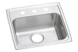 Elkay Lustertone Classic Stainless Steel 19-1/2" x 19" x 4" 2-Hole Single Bowl Drop-in ADA Sink