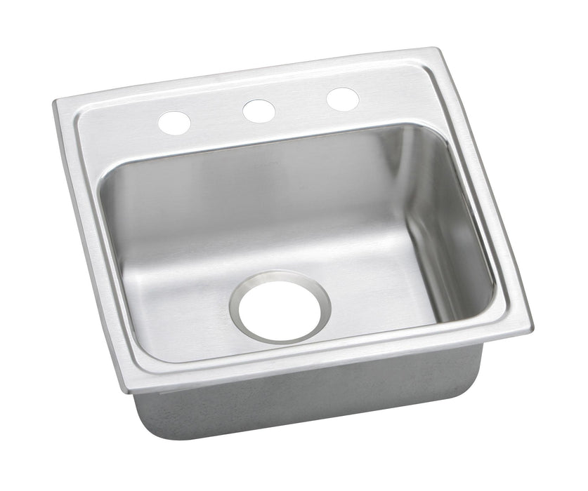 Elkay Lustertone Classic Stainless Steel 19-1/2" x 19" x 5" 2-Hole Single Bowl Drop-in ADA Sink with Quick-clip