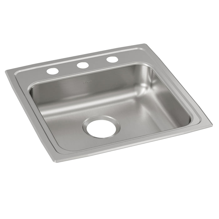 Elkay Lustertone Classic Stainless Steel 19-1/2" x 19" x 5" 3-Hole Single Bowl Drop-in ADA Sink