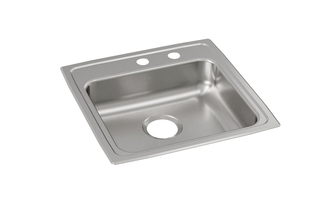 Elkay Lustertone Classic Stainless Steel 19-1/2" x 19" x 5" MR2-Hole Single Bowl Drop-in ADA Sink